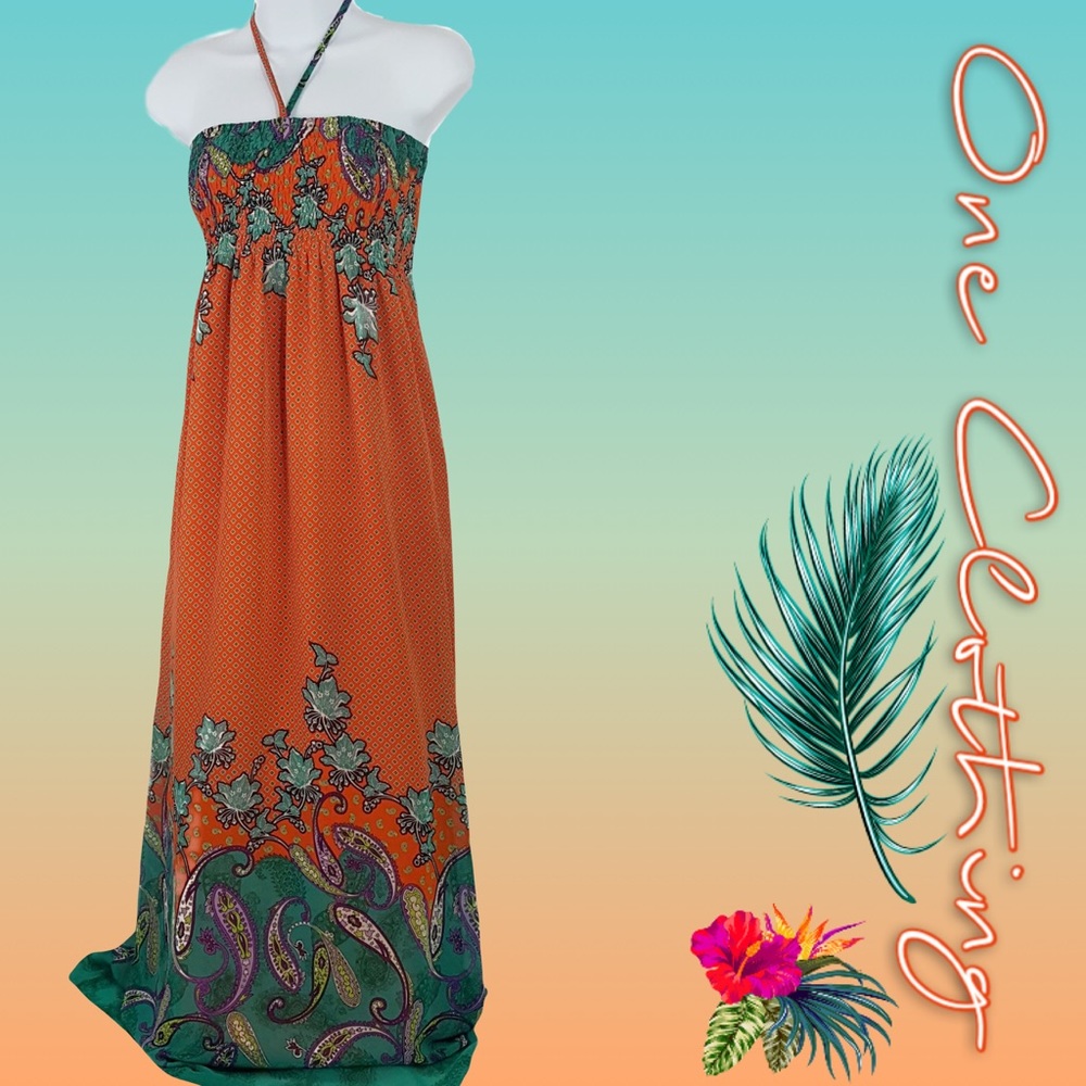 ONE CLOTHING Bohemian Passion Maxi Orange & Teal